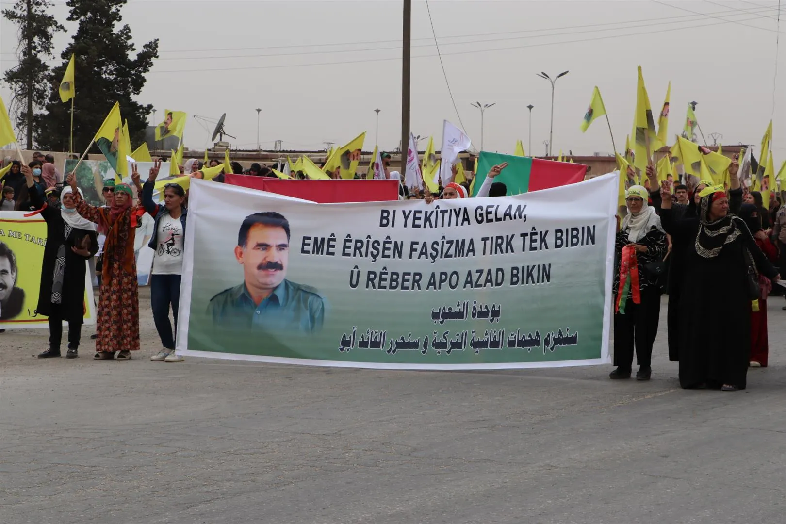 People of Hasaka protest against international conspiracy, Turkish assaults