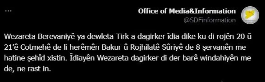 SDF refutes Turkish occupation allegations about martyrdom of our fighters 