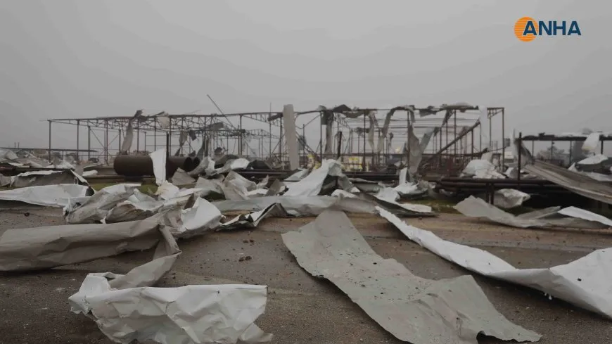 Damage caused by Turkish air bombardment in Tirbespiye