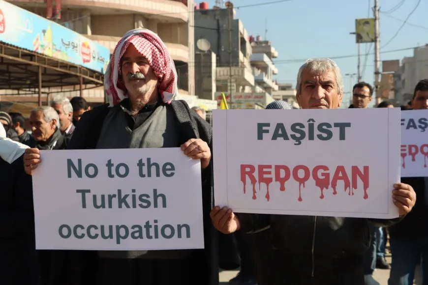 Thousands demonstrate against Turkish occupation attacks in Qamishlo