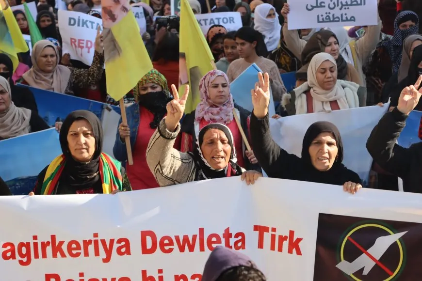 Thousands demonstrate against Turkish occupation attacks in Qamishlo