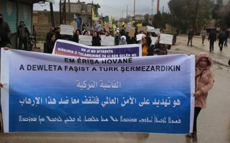 Mass Marches in NE Syria denounce Turkish attacks