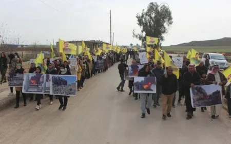 Marches denouncing Turkish attacks in Deir ez-Zor and Tal Brak