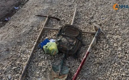 Finding equipment and tools for digging trenches and shelters in Al-Hol camp
