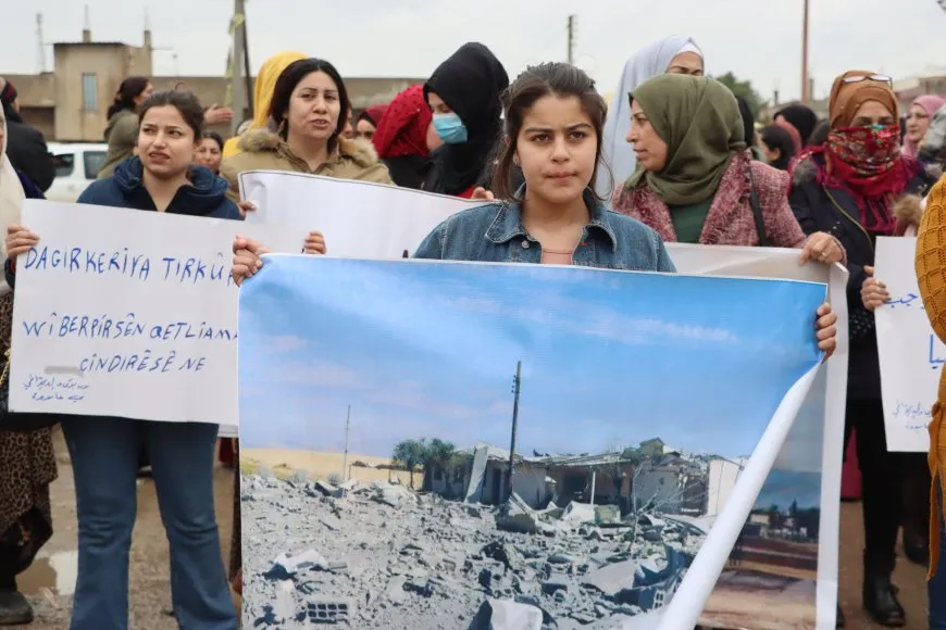 Mass Marches in NE Syria denounce Turkish attacks