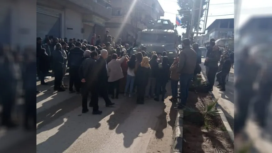 People of Darbasiyah block Russian patrol