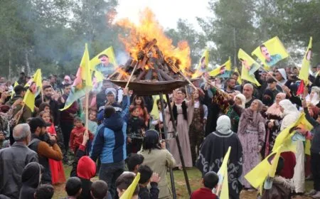 Lighting Nowroz flame in Manbij canton 
