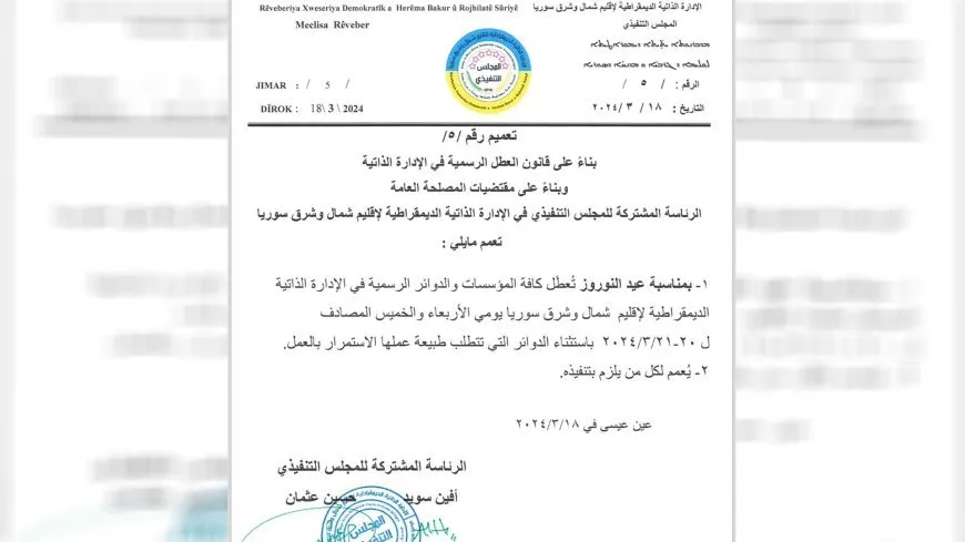20-21 March State Holiday in North and East Syria on occasion of Newroz