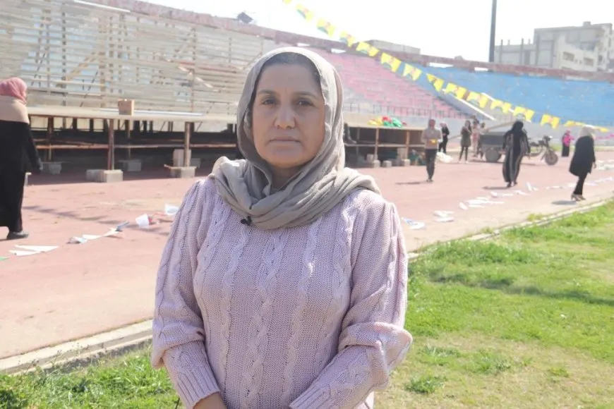 Raqqa Stadium is decorated for Newroz celebrants