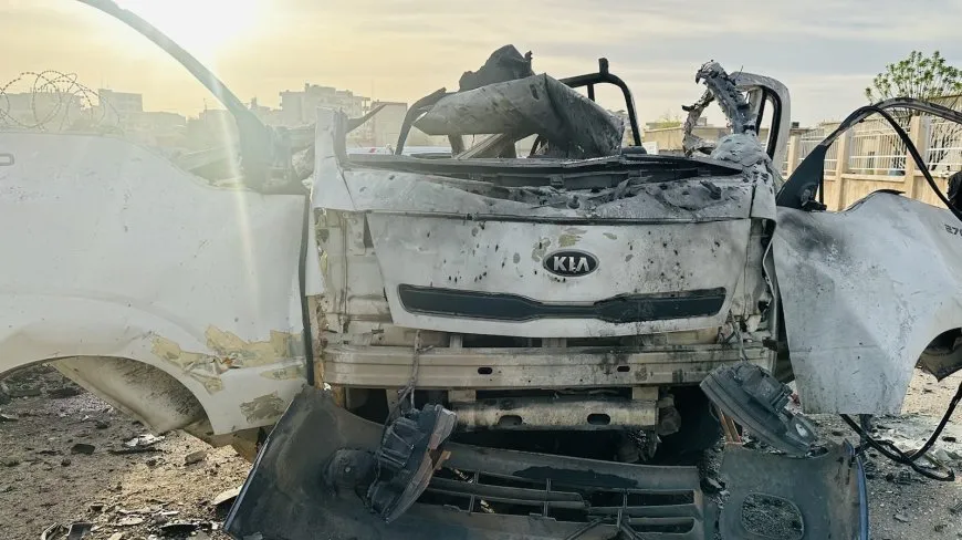Targeting a car in center of Kobani city