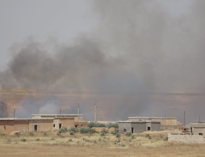 Fire broke out in village because of Turkish bombing