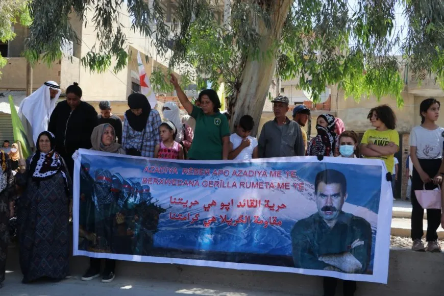 People of Hasaka protest against Leader Ocalan isolation 
