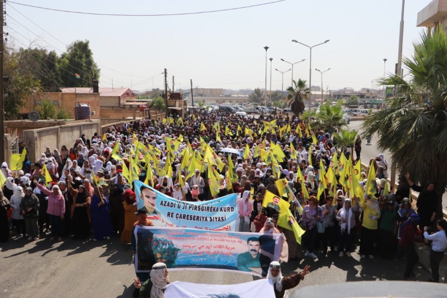 "Leader Ocalan is compass for truth" during mass march in Hasaka