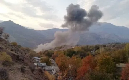 Plumes of smoke rising from 2 villages due to Turkish shelling