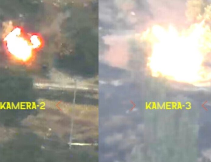 Scenes of Turkish occupation armored vehicle destruction