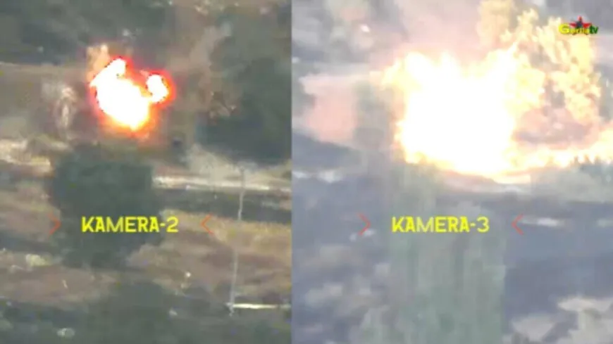 Scenes of Turkish occupation armored vehicle destruction