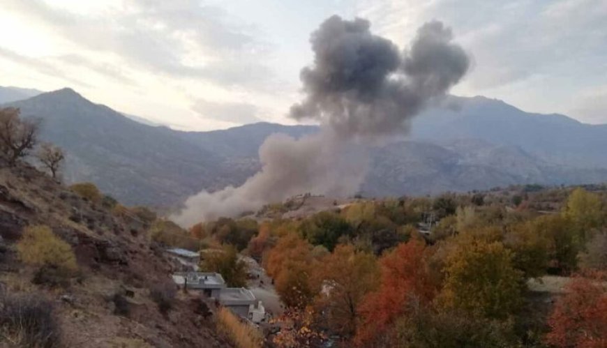 Plumes of smoke rising from 2 villages due to Turkish shelling