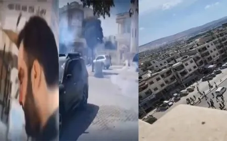 Turkish occupation mercenaries attack demonstrators in occupied Afrin
