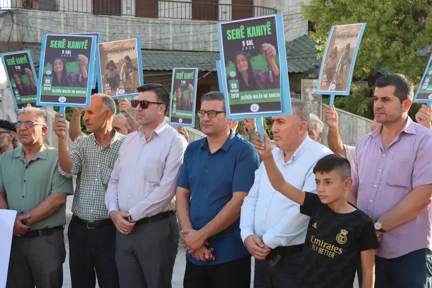 During protest calling for end to occupation of Serêkaniyê, Gire Spi