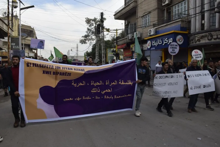 Massive march condemns violence against women in Qamishlo