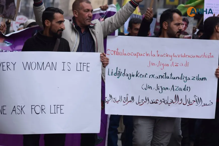 Massive march condemns violence against women in Qamishlo