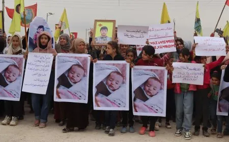 IDPs in Serê Kaniyê Camp protest Turkish attacks and Syrian displacement