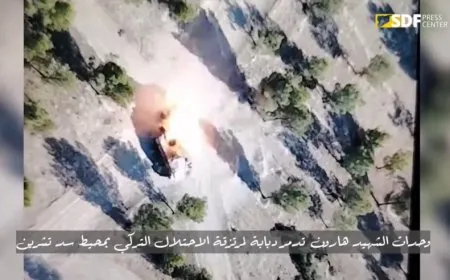 Video footage of aerial operation destroying a tank to Turkish occupation mercenaries