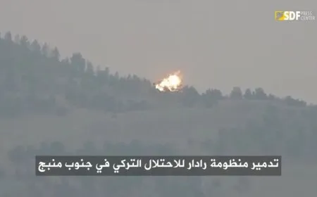 Video footage of destruction of Turkish occupation radar in Manbij