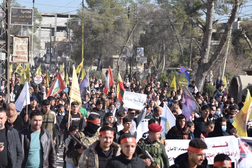 People of Jazera Canton protest against Turkish occupation, its mercenaries