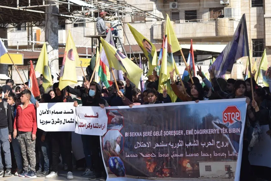 People of Jazera Canton protest against Turkish occupation, its mercenaries