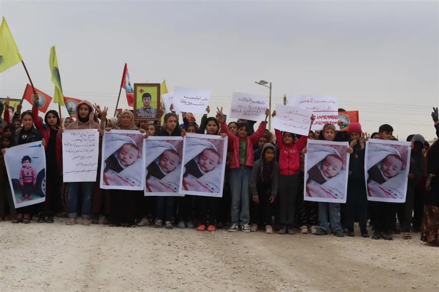 IDPs in Serê Kaniyê Camp protest Turkish attacks and Syrian displacement