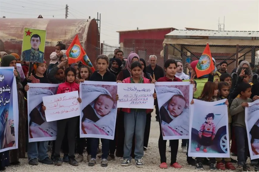 IDPs in Serê Kaniyê Camp protest Turkish attacks and Syrian displacement