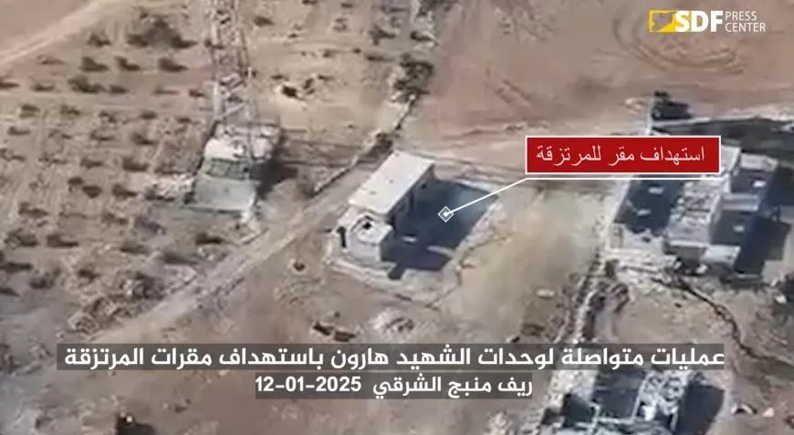 Footage of SDF aerial units target Turkish mercenaries' headquarters