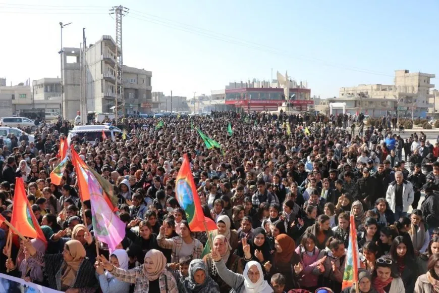 Massive Rally in Euphrates Canton condemns Turkey's massacres