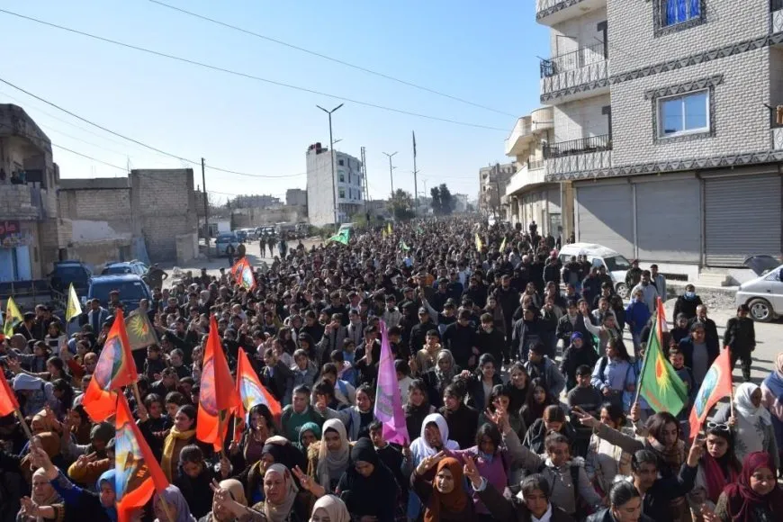 Massive Rally in Euphrates Canton condemns Turkey's massacres