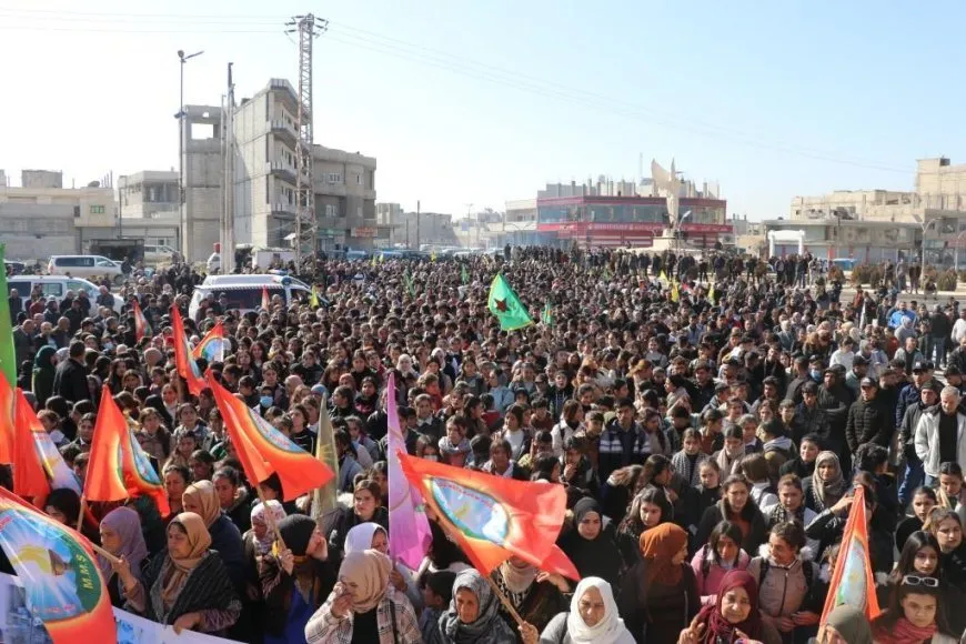 Massive Rally in Euphrates Canton condemns Turkey's massacres