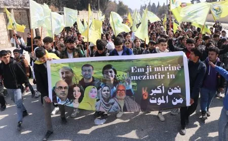 Student demonstration in Aleppo supporting Tishrin Dam resistance