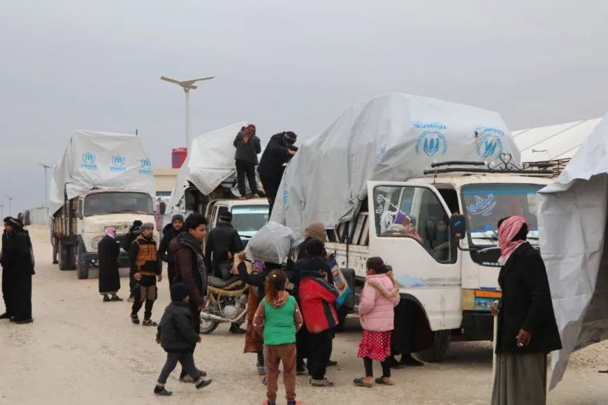 Within framework of voluntary return initiative, 58 families leave Arisha camp to Deir ez-Zor