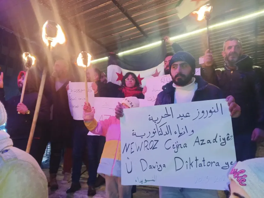 People of As-Suwayda light Newroz Flame