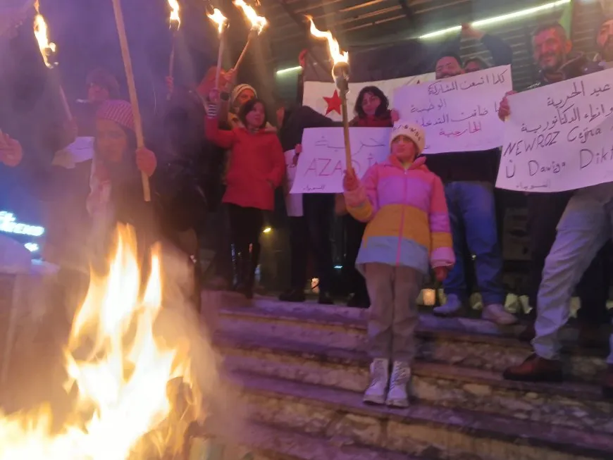 People of As-Suwayda light Newroz Flame