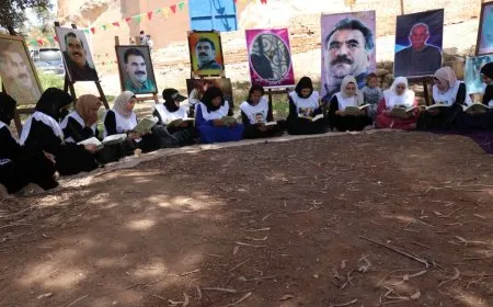Group reading session of the leader Abdullah Ocalan's defense statements in Tabqa