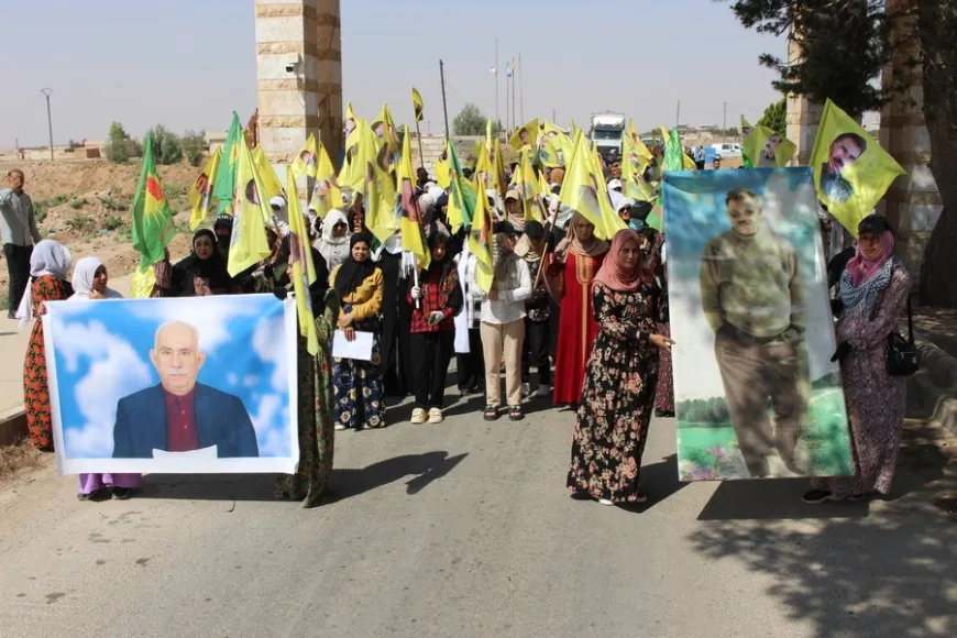 Mass march in Tal Brak demands physical freedom for Leader Ocalan