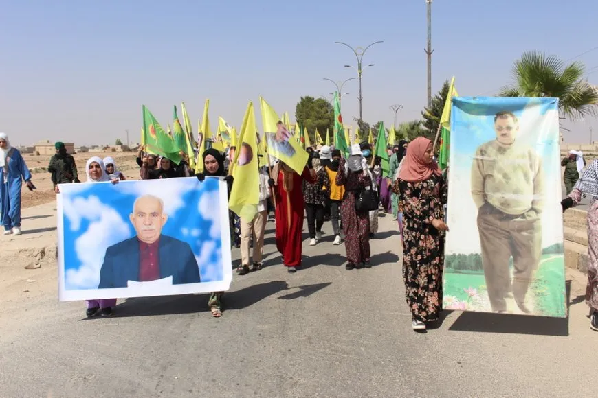 Mass march in Tal Brak demands physical freedom for Leader Ocalan