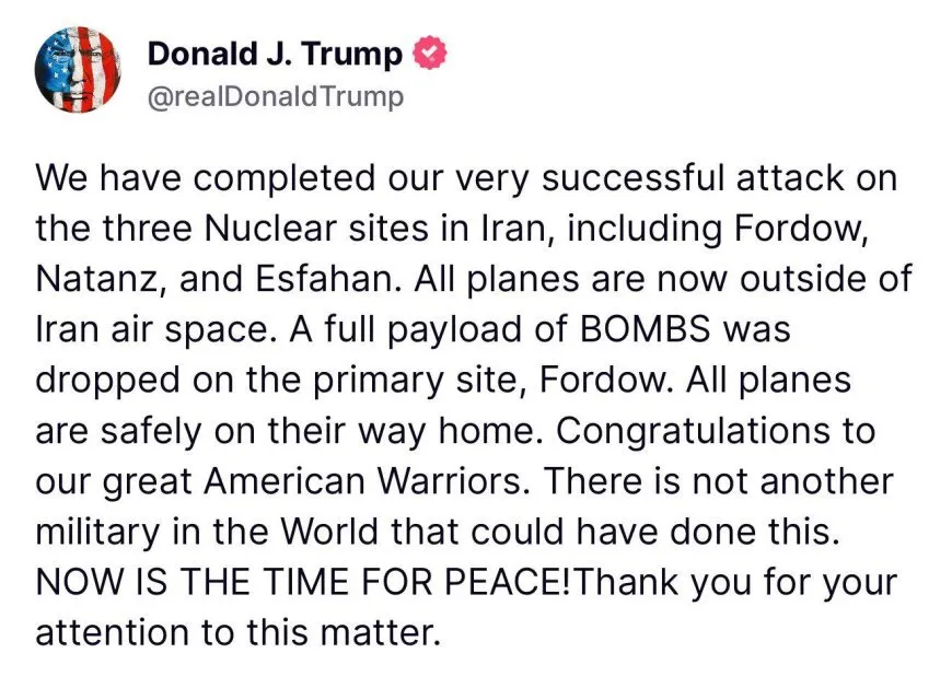 US strikes Iran’s nuclear sites