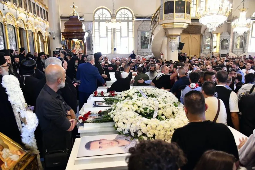 Farewell ceremony for victims of Mar Elias Church attack in Damascus, Sweida
