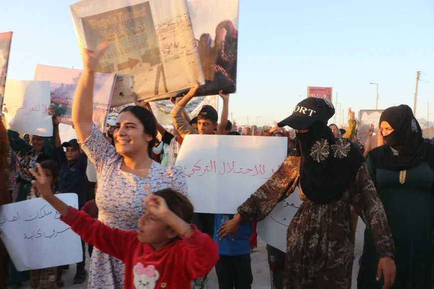 IDPs Serê Kaniyê protest against Turkish occupation violations in their city