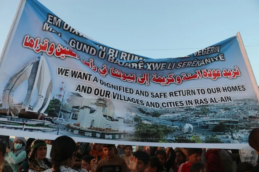 IDPs Serê Kaniyê protest against Turkish occupation violations in their city