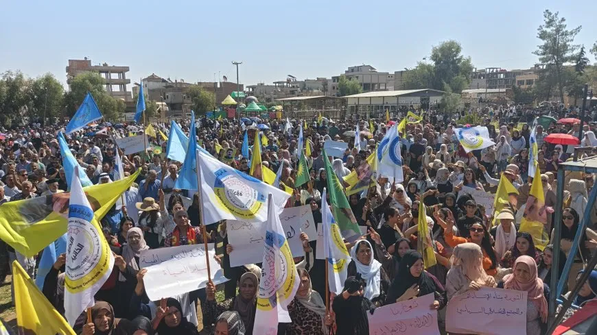 Mass demonstrations in Jazera Canton demanding right of hope and democracy for Syria
