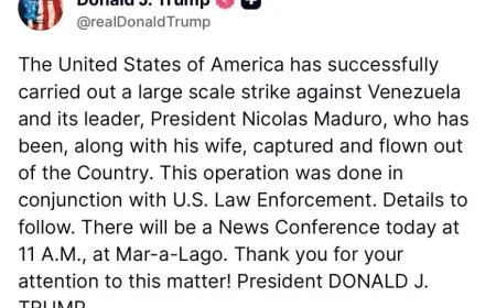 Trump announces arrest of Maduro, his wife, their deportation from Venezuela