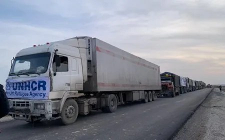 UN Convoy of 30 trucks arrives in al-Jazira Canton to support IDPs